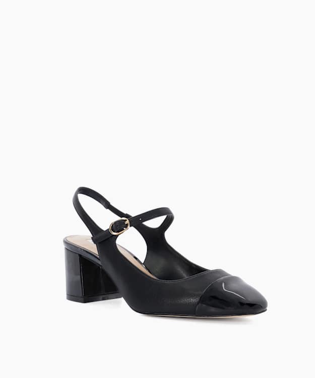 Dune London Devised - Black Toe-Cap Sling-Back Mary Janes