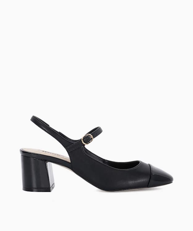 dune london Devised - Black Toe-Cap Sling-Back Mary Janes