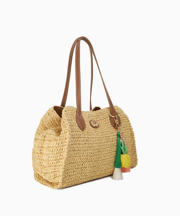 Dune London Devotedly - Natural Raffia Double Grab Handle Tote Bag