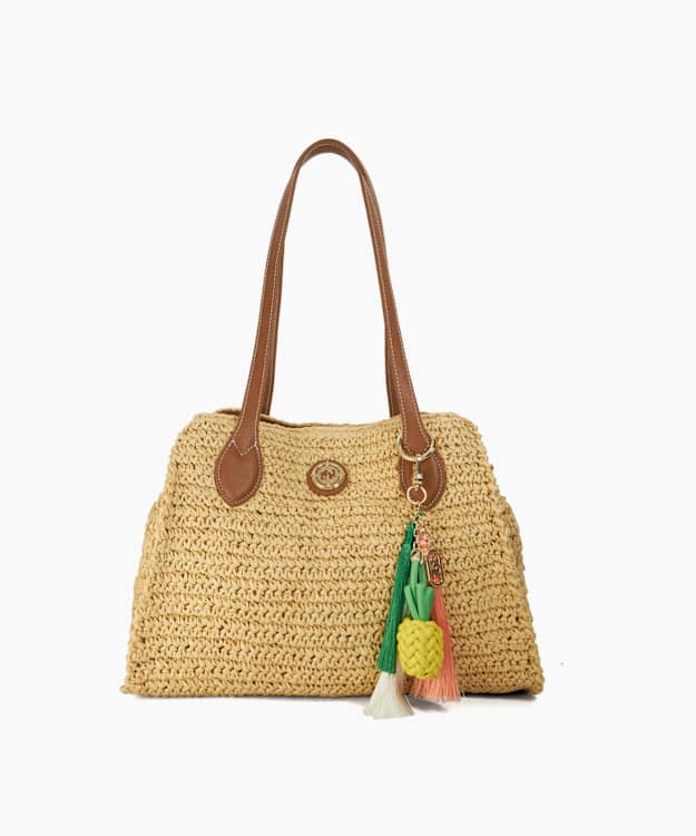 dune london Devotedly - Natural Raffia Double Grab Handle Tote Bag