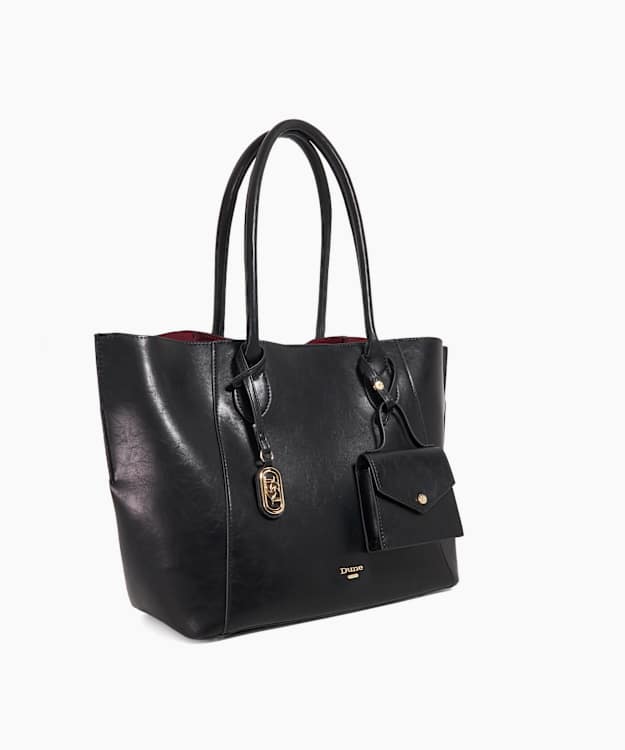 Dune London Dexterity - Black Long Handle Tote With Mini Bag Charm