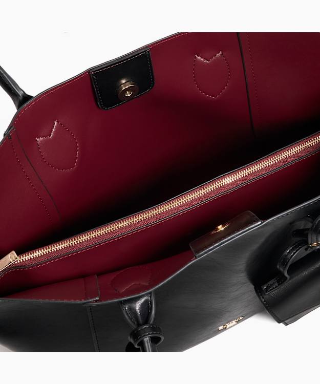 Dune London Dexterity - Black Long Handle Tote With Mini Bag Charm