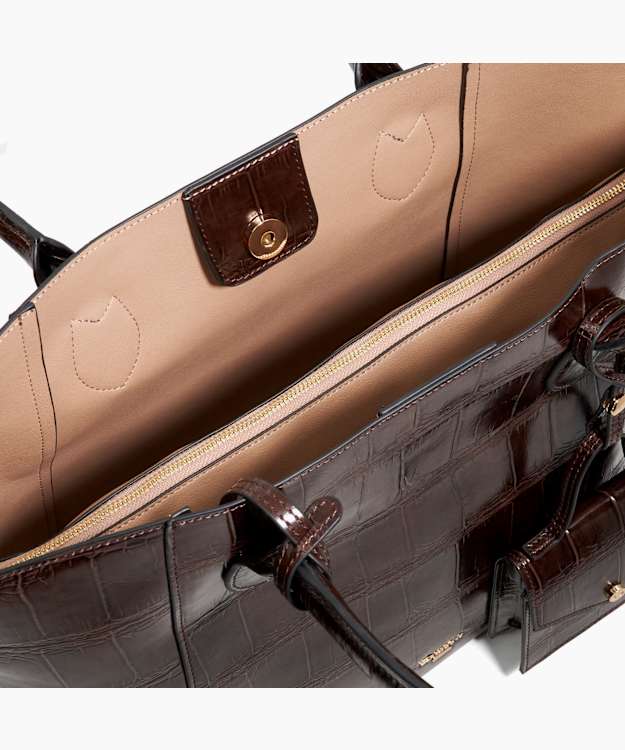 Dune London Dexterity - Chocolate Chocolate Croc-Effect Tote Bag