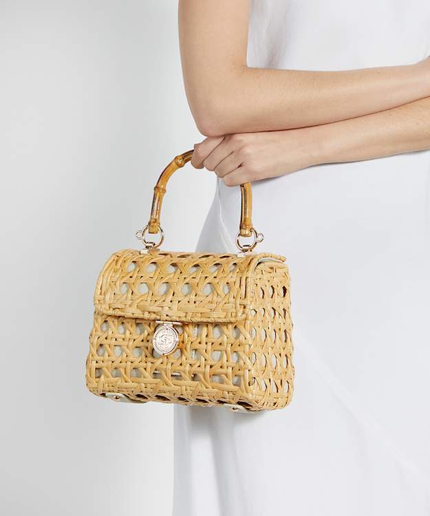 Dune London Diadem - Natural Bamboo Handle Rattan Bag