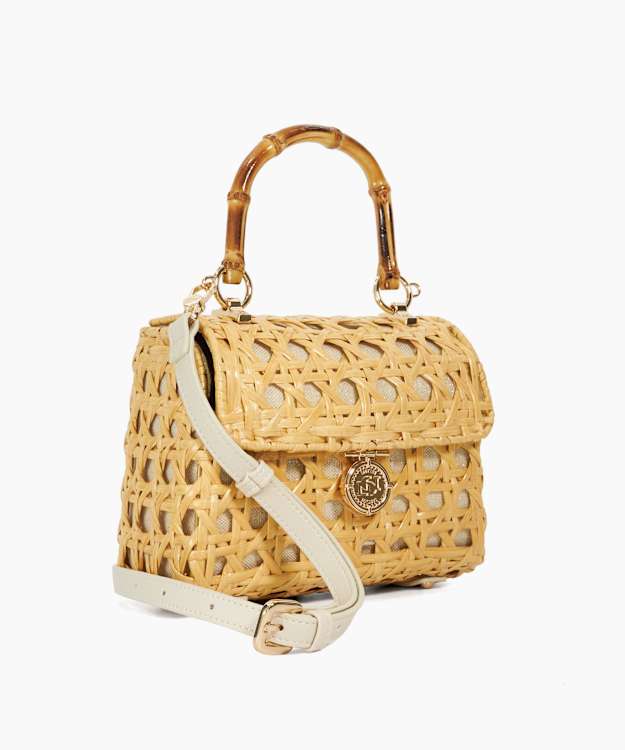 Dune London Diadem - Natural Bamboo Handle Rattan Bag