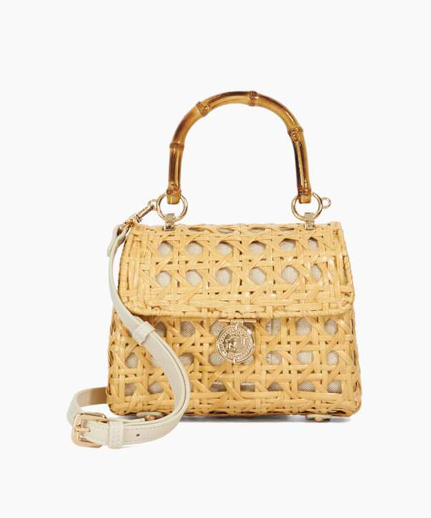 dune london Diadem - Natural Bamboo Handle Rattan Bag