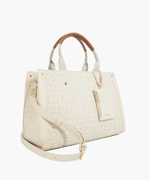Dune London Dialect - Cream Monogram Tote With Detachable Purse