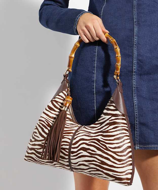Dune London Dickenson - Zebra Leather Zebra Print Shoulder Bag