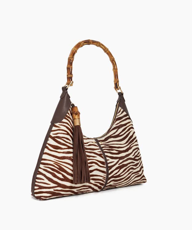 Dune London Dickenson - Zebra Leather Zebra Print Shoulder Bag