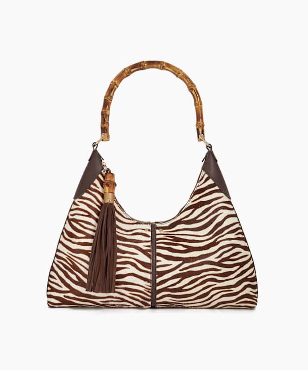 dune london Dickenson - Zebra Leather Zebra Print Shoulder Bag