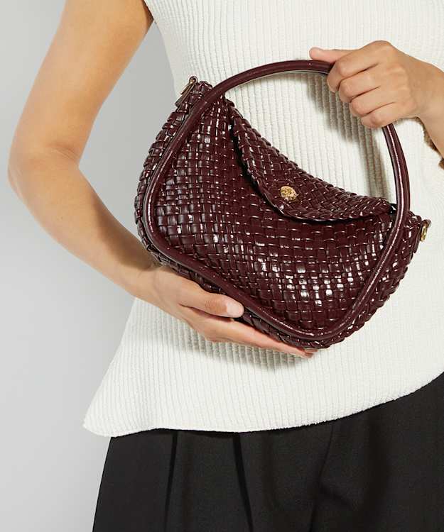 Dune London Dinideliberate - Burgundy Woven Circular Handle Bag