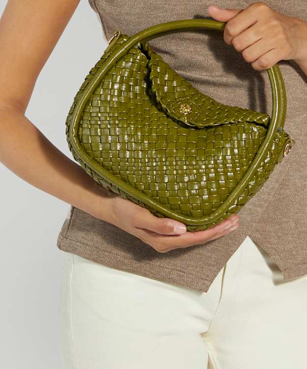 Dune London Dinideliberate - Green Woven Circular Handle Bag