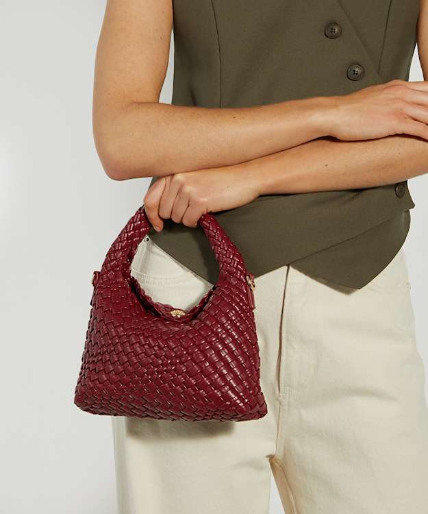 Dune London Dinkydeliberate - Burgundy Mini Woven Grab Bag