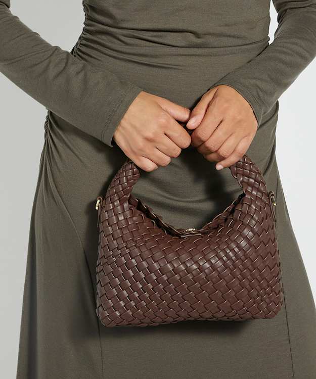 Dune London Dinkydeliberate - Chocolate Mini Woven Grab Bag