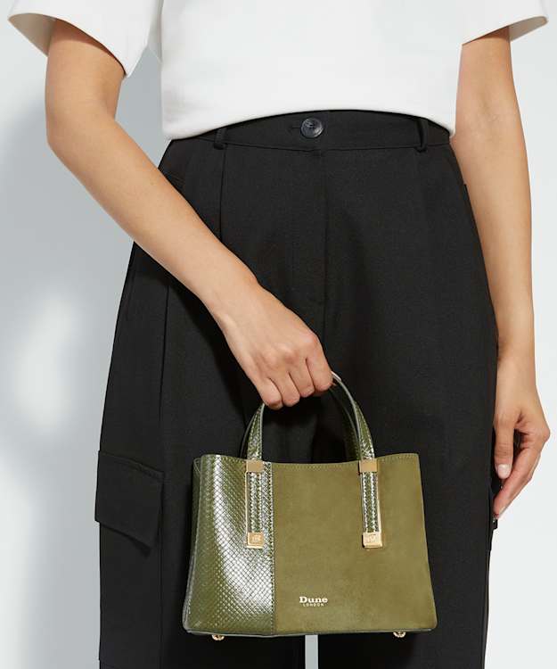 Dune London Dinkydorry - Dark Green Textured Tote Bag