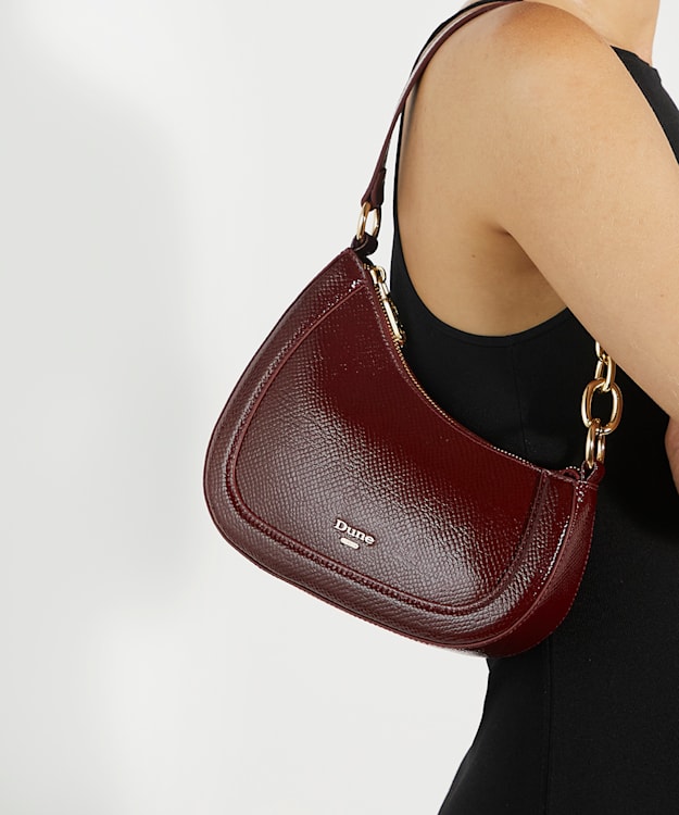 Dune London Direction - Berry Reptile Effect Shoulder Bag