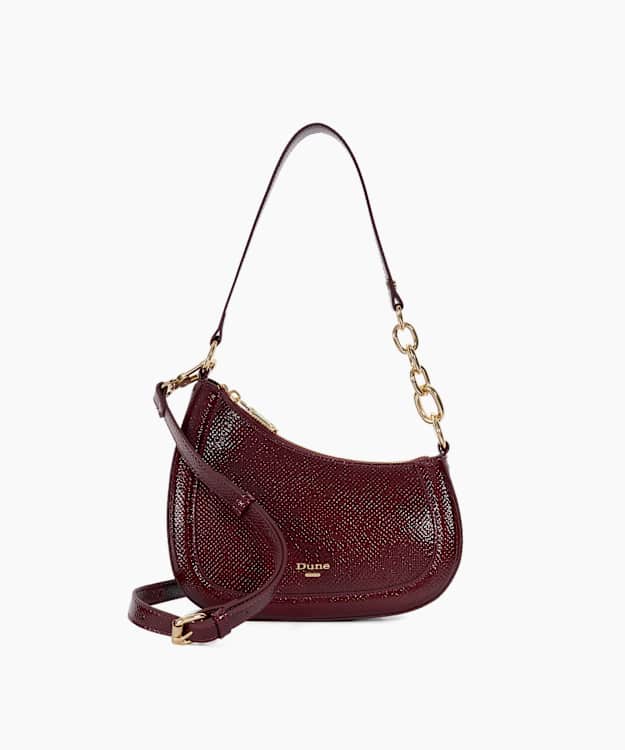 dune london Direction - Berry Reptile Effect Shoulder Bag