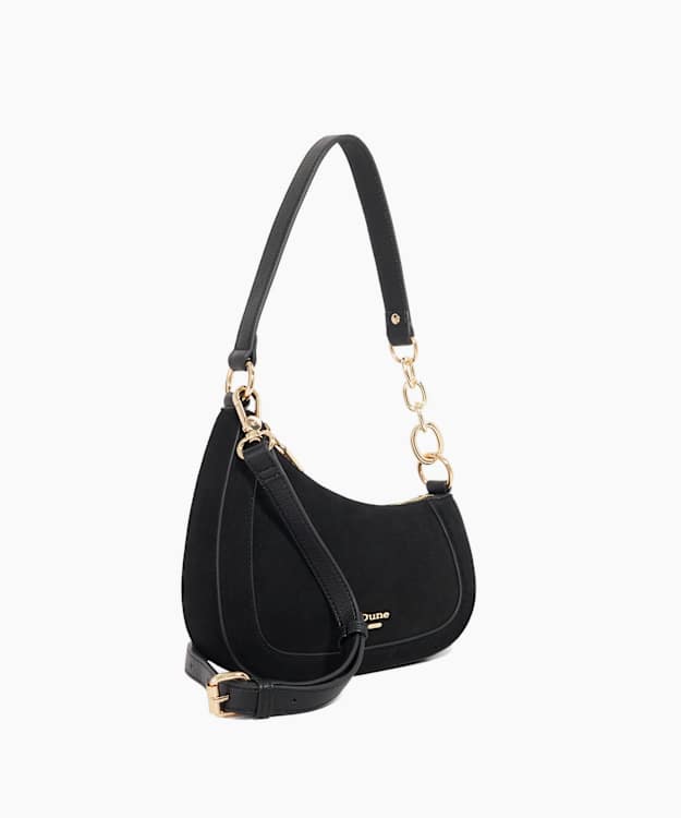 Dune London Direction - Black Asymmetric Chain Detail Shoulder Bag