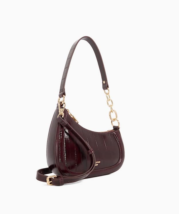 Dune London Direction - Burgundy Asymmetric Chain Detail Shoulder Bag