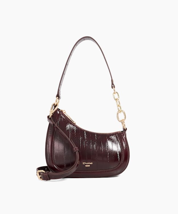 dune london Direction - Burgundy Asymmetric Chain Detail Shoulder Bag