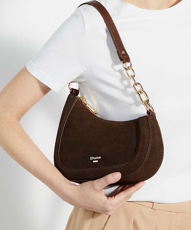 Dune London Direction - Dark Brown Asymmetric Chain Detail Shoulder Bag