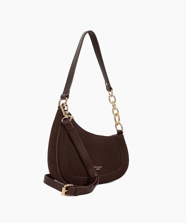 Dune London Direction - Dark Brown Asymmetric Chain Detail Shoulder Bag