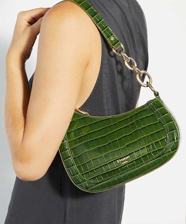 Dune London Direction - Green Asymmetric Chain Detail Shoulder Bag