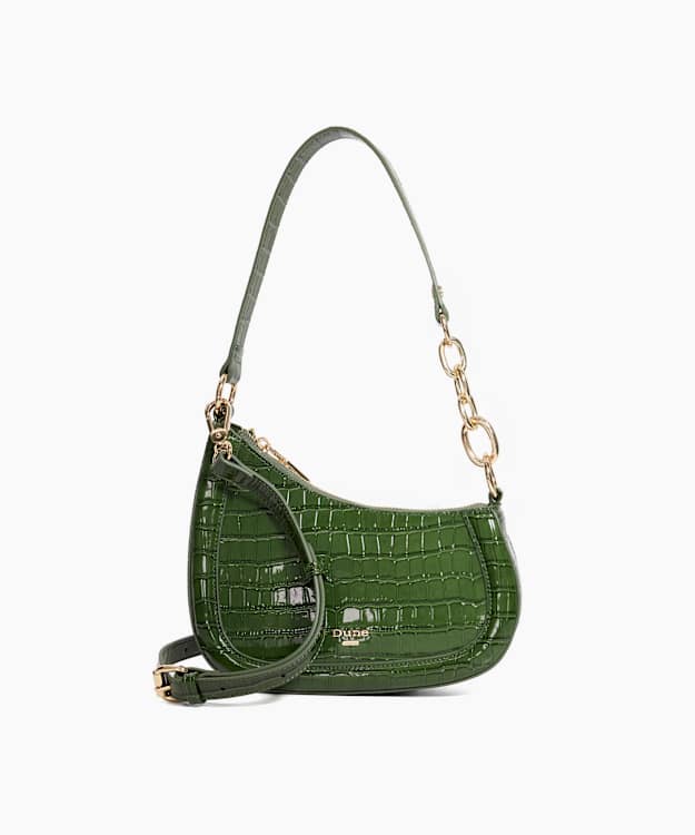 dune london Direction - Green Asymmetric Chain Detail Shoulder Bag