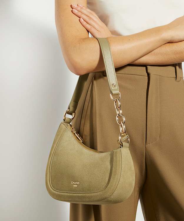 Dune London Direction - Khaki Asymmetric Chain Detail Shoulder Bag