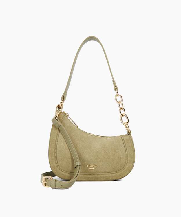 dune london Direction - Khaki Asymmetric Chain Detail Shoulder Bag