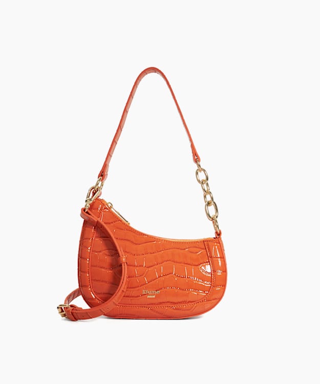 dune london Direction - Orange Asymmetric Chain Detail Shoulder Bag