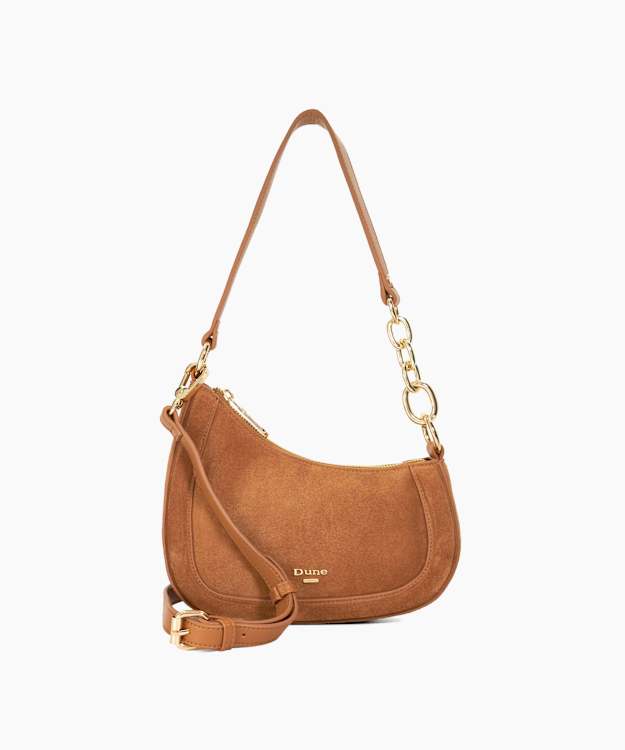 dune london Direction - Tan Asymmetric Chain Detail Shoulder Bag