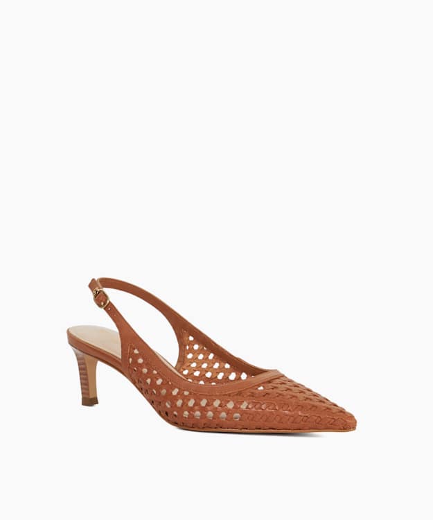 Dune London Divided - Tan Pointed Toe Sling-Back Heels