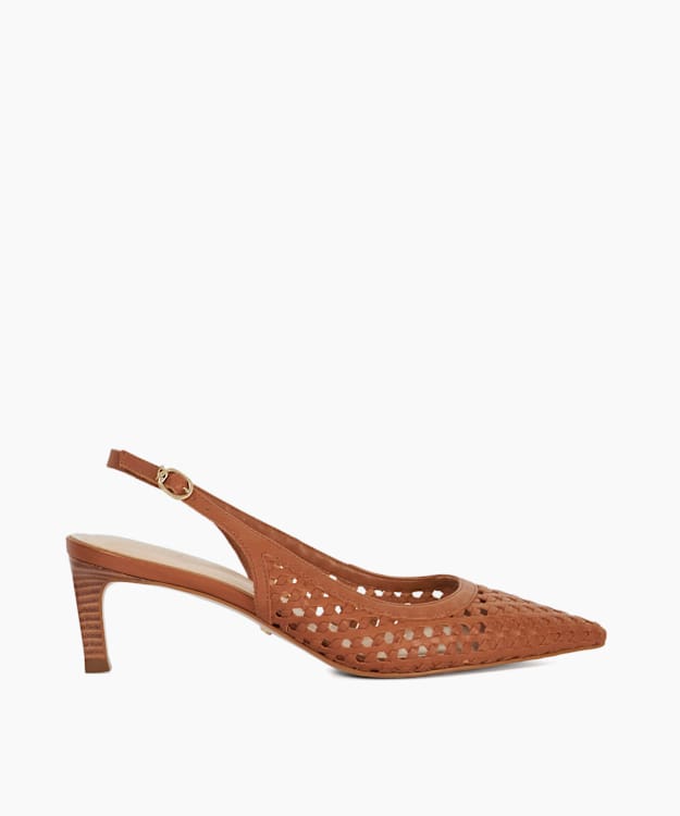 dune london Divided - Tan Pointed Toe Sling-Back Heels