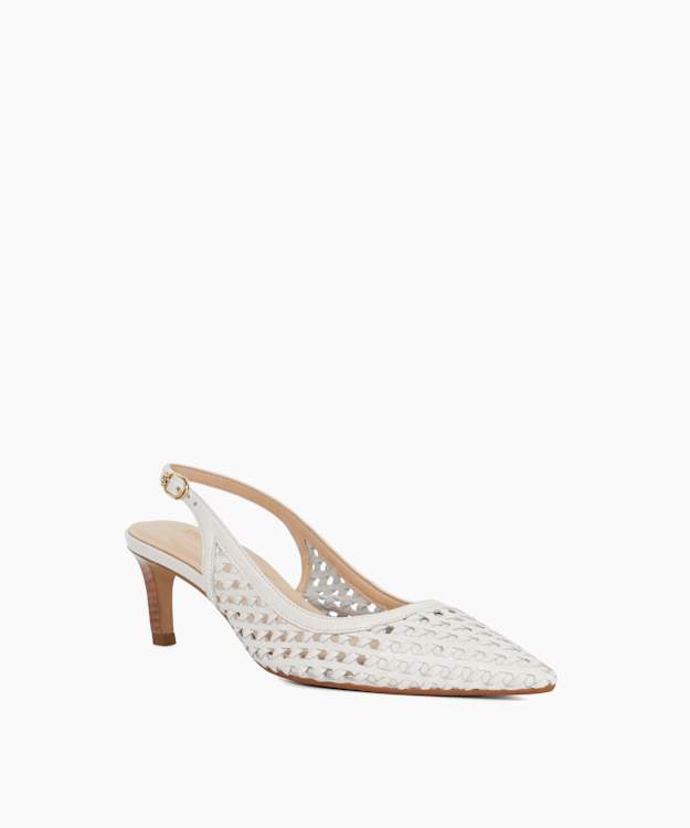 Dune London Divided - White Pointed Toe Sling-Back Heels