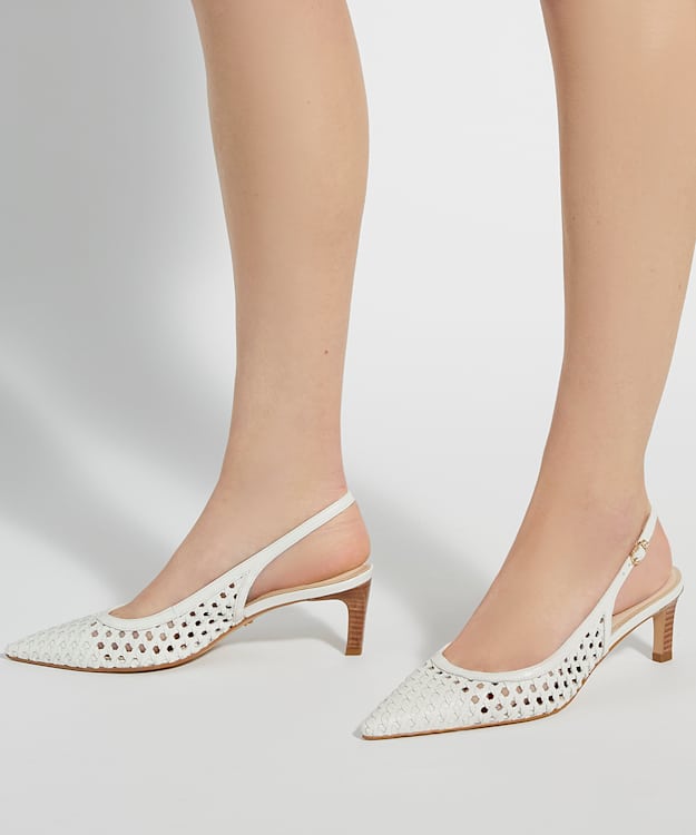 Dune London Divided - White Pointed Toe Sling-Back Heels