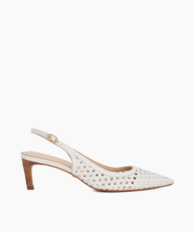 dune london Divided - White Pointed Toe Sling-Back Heels