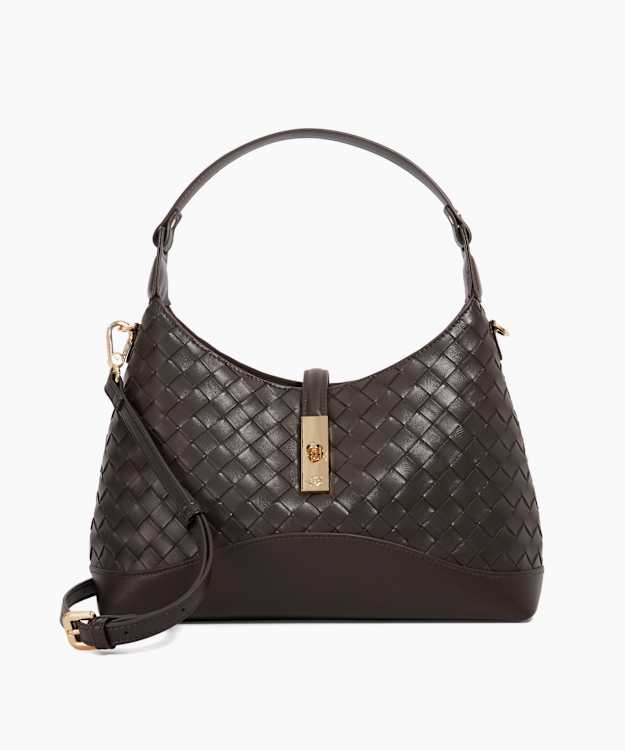dune london Dorset - Dark Brown Woven Turn Lock Shoulder Bag