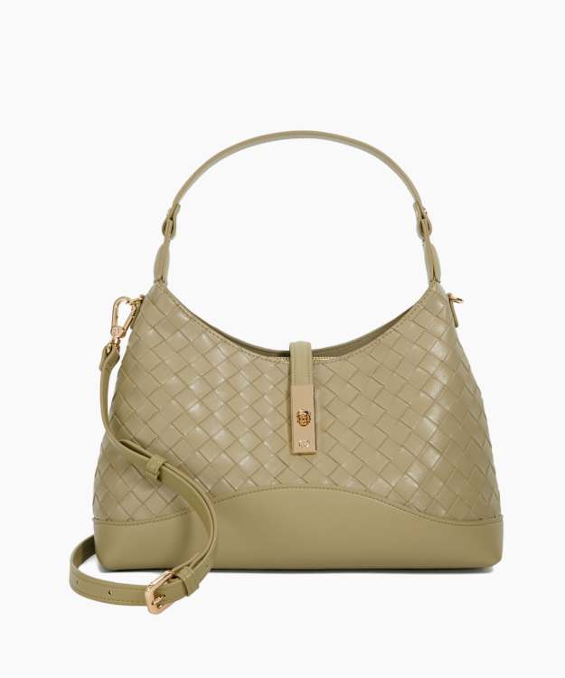 dune london Dorset - Khaki Woven Turn Lock Shoulder Bag