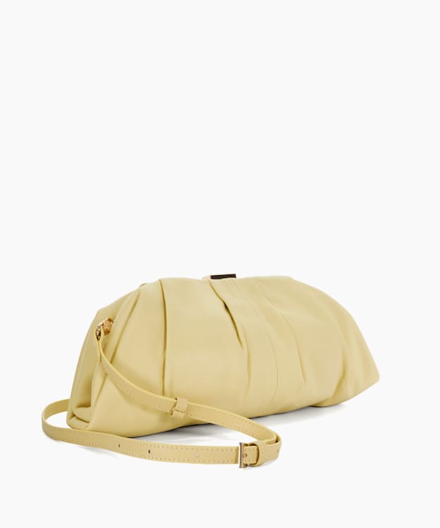 Dune London Drapery - Lemon Oversized Leather Handheld Clutch