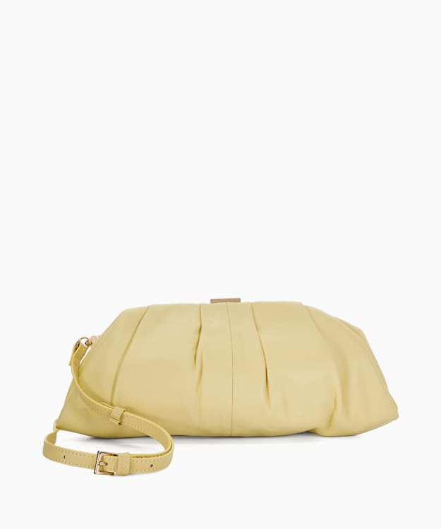 dune london Drapery - Lemon Oversized Leather Handheld Clutch
