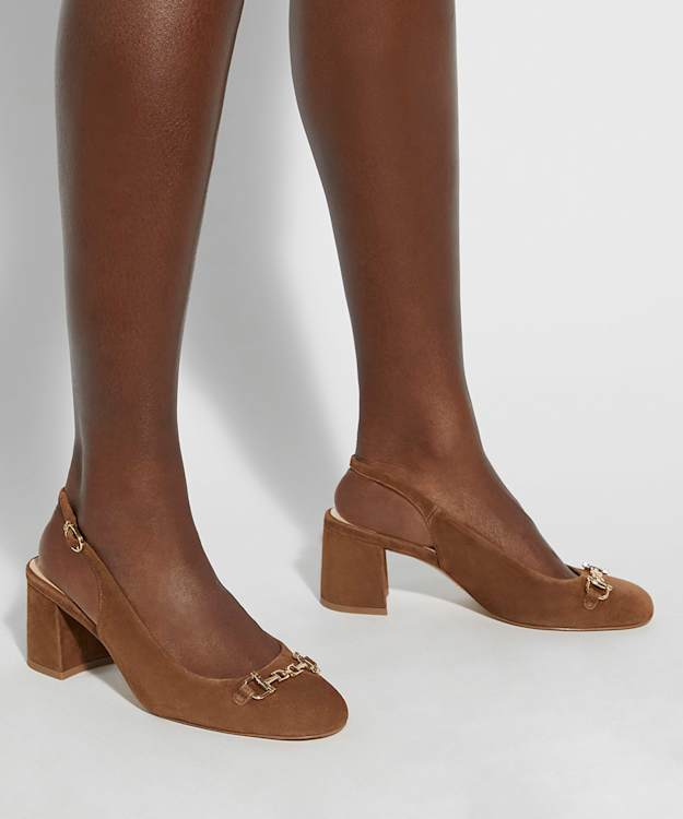 Dune London Dreaming - Chestnut Block Heel Slingback Shoes