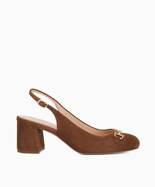 dune london Dreaming - Chestnut Block Heel Slingback Shoes