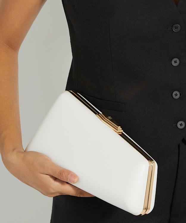 Dune London Balancing - White Asymmetric Clutch Bag