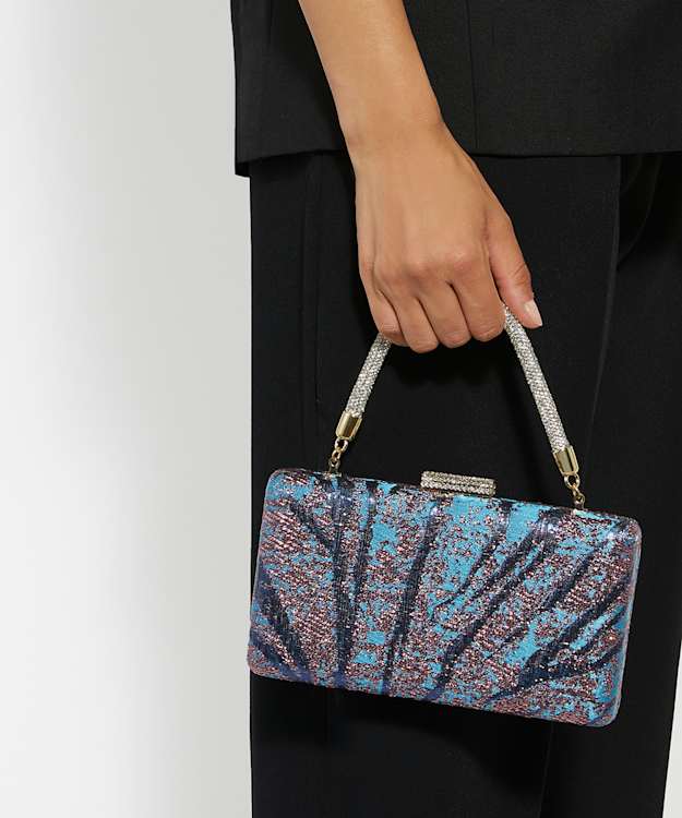 Dune London Beaut - Teal Diamante Handle Evening Bag