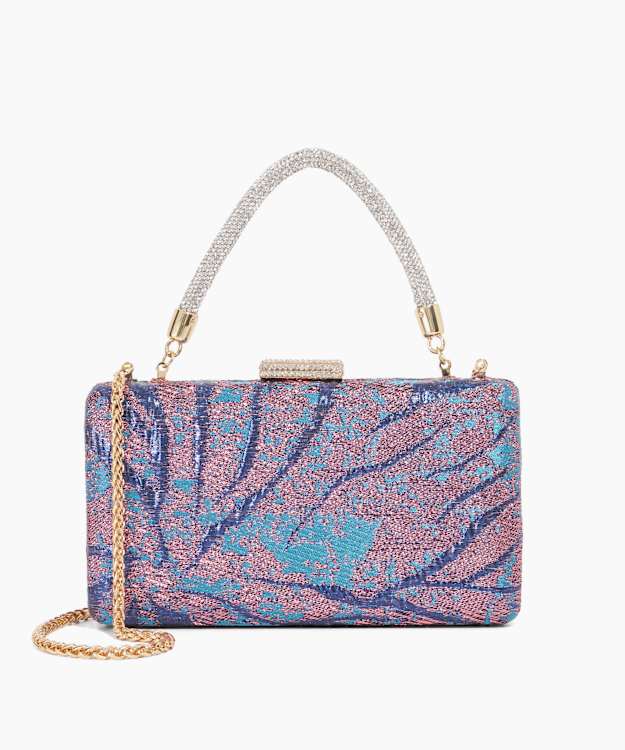 dune london Beaut - Teal Diamante Handle Evening Bag