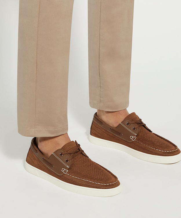 Dune London Blaizerss - Tan Knitted Boat Shoes