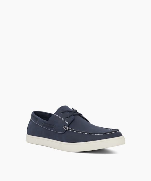 Dune London Blizard - Navy Lace-Up Boat Shoes