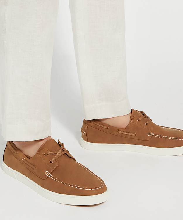Dune London Blizard - Tan Lace-Up Boat Shoes