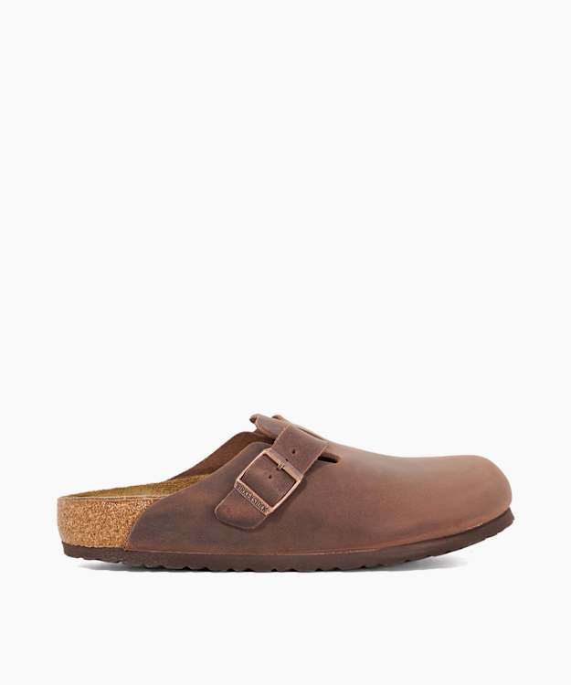 dune london Boston Leoi - Brown Nubuck Clog Sandals